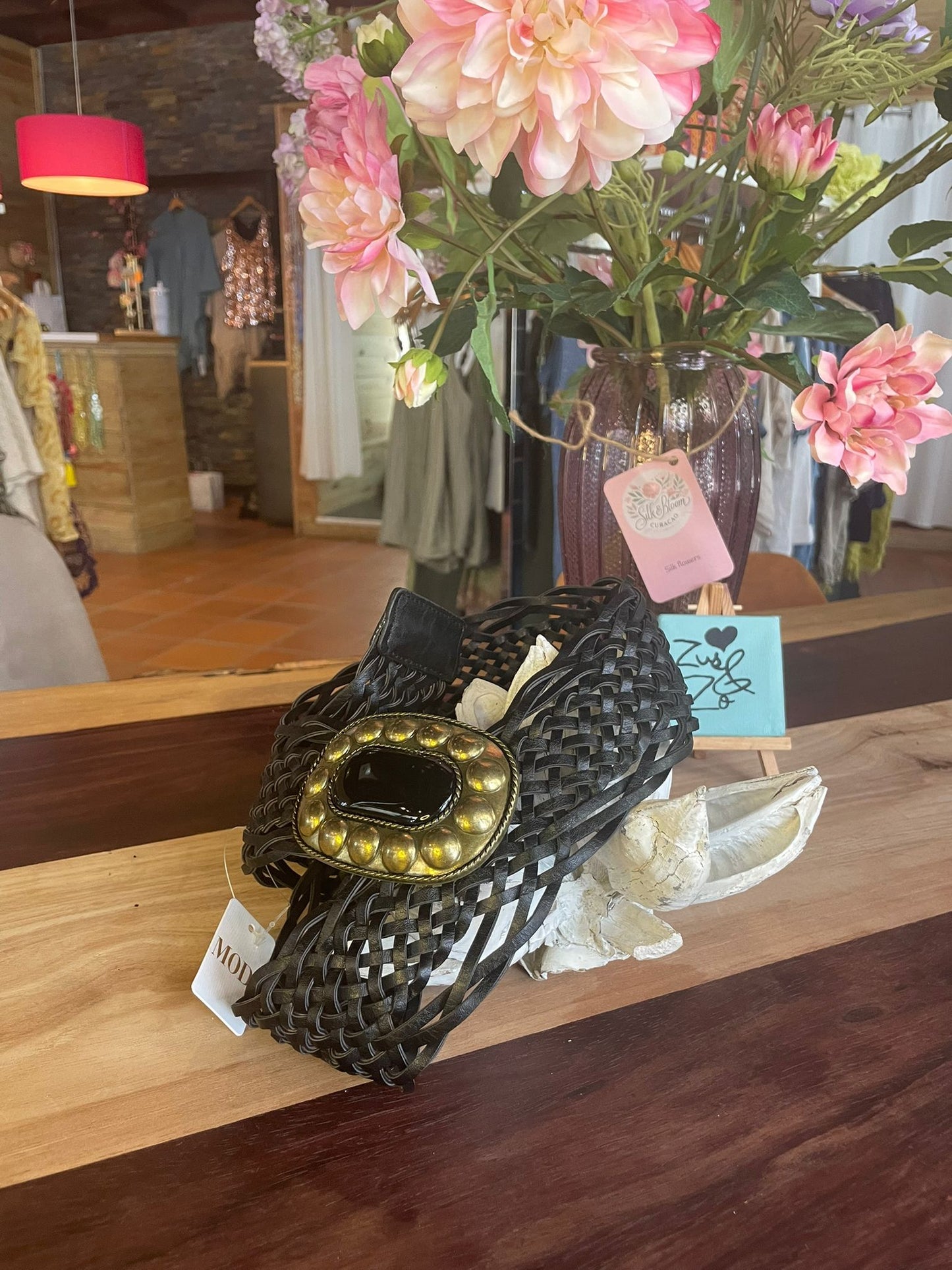 Vegan Leather Braided Belt Black