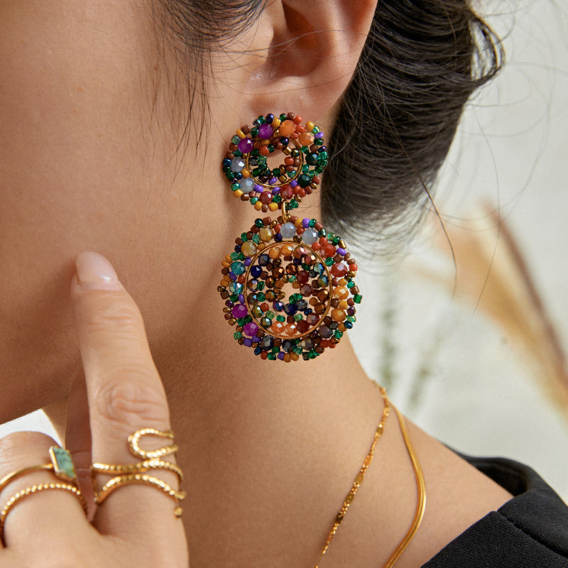 Lovelika Boucles d'oreilles pendantes cercles - Barbara Multicolor TU