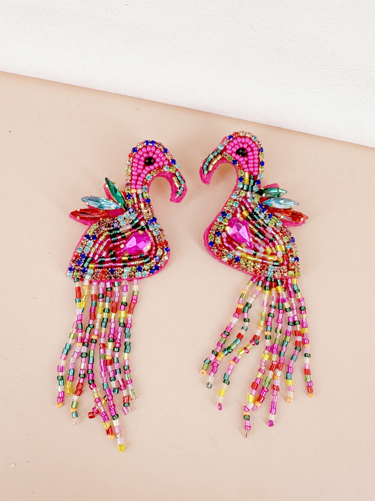D Bijoux Hand-embroidered flamingo earrings Multicolor TU