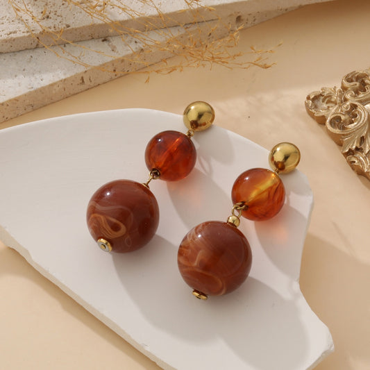 Lovelika Boucles d'oreilles pendantes Marjorie Dark Brown TU