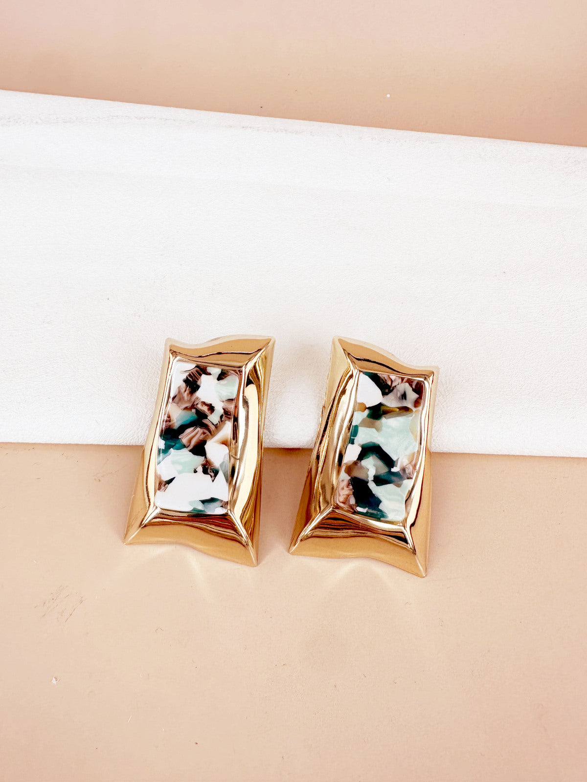 D Bijoux Large patterned metal earrings Turquoise TU