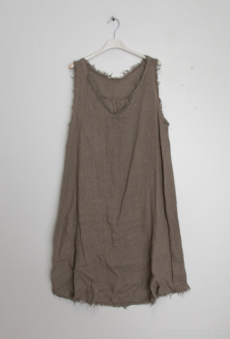 Happy Look Destroyed sleeveless midi dress Taupe TU