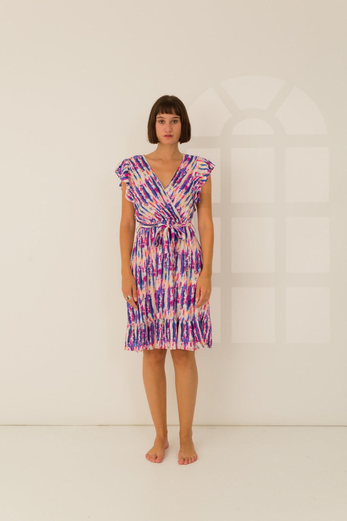 Rosa Fashion Wrap dress with abstract print Pink XL
