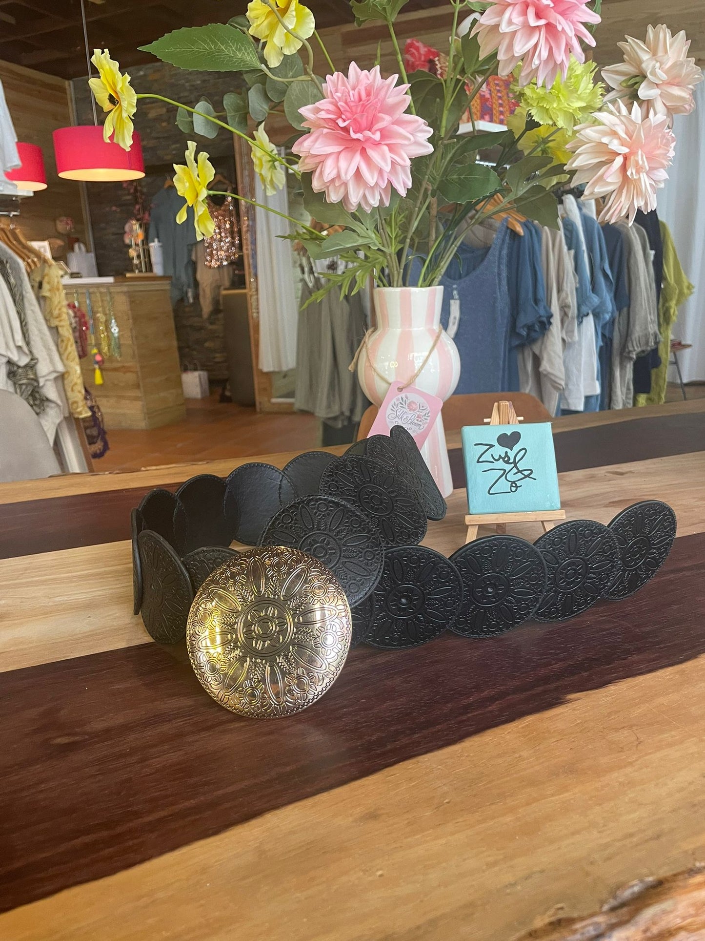 Vegan Leather Boho Belt Black