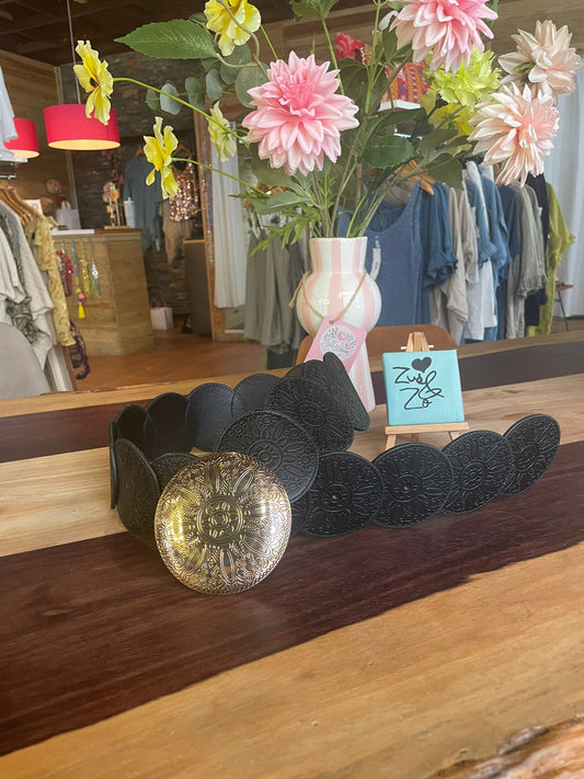 Vegan Leather Boho Belt Black