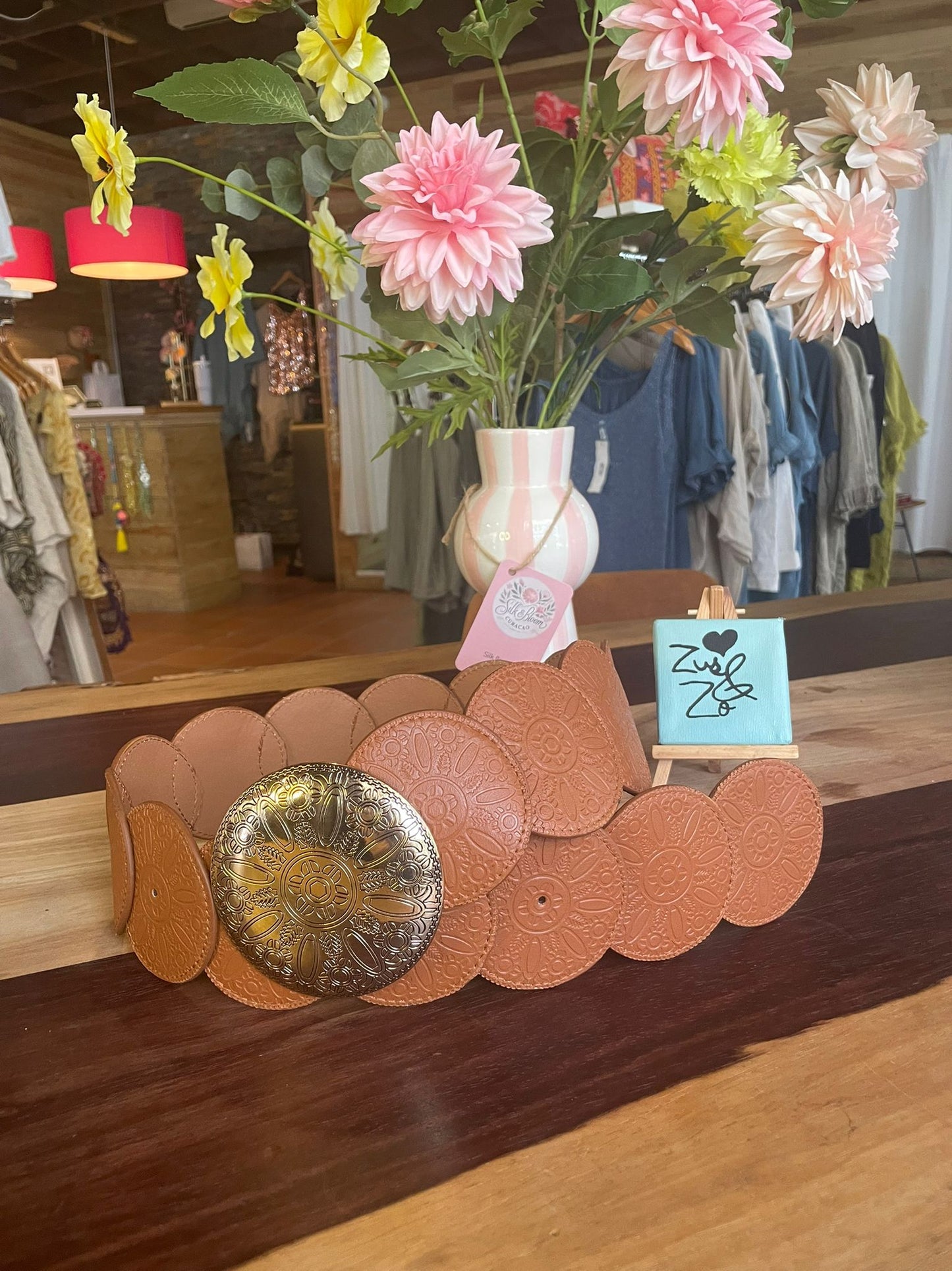 Vegan Leather Boho Belt Brown