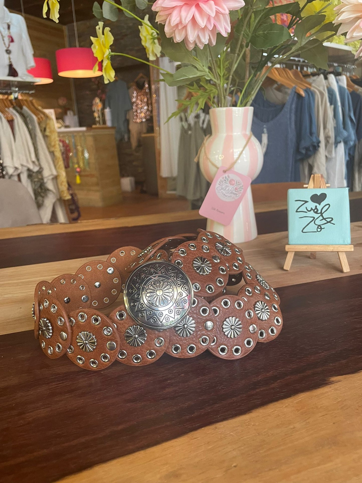 Leather Boho Round Brown Belt