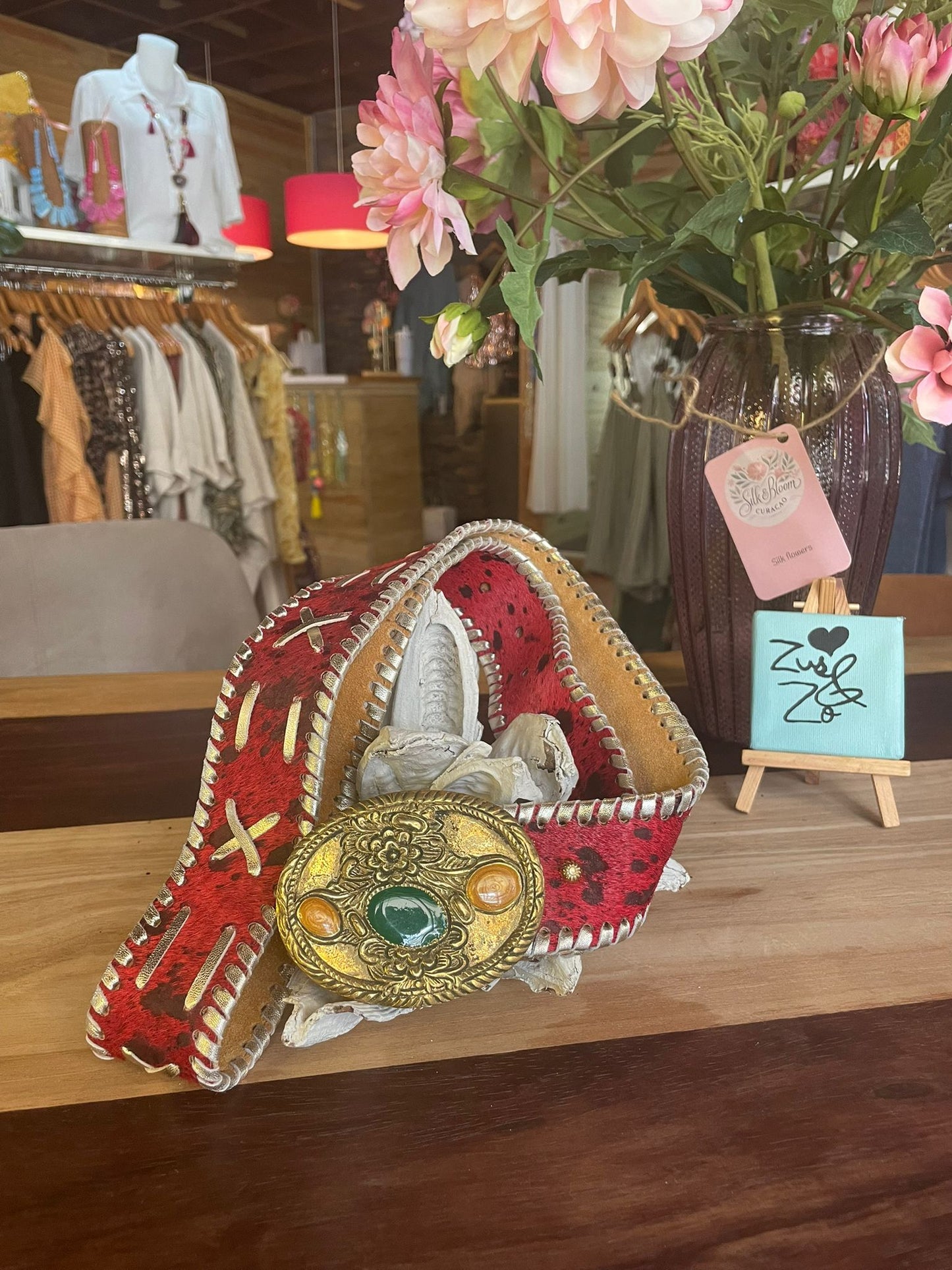 Leather Cowboy Belt Red