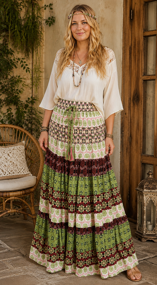 Printed boho skirt