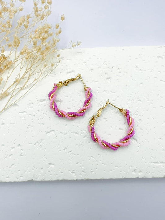 H&T Bijoux Stainless steel earrings. Fuchsia S
