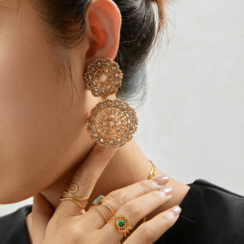 Lovelika Boucles d'oreilles pendantes cercles - Barbara Taupe TU