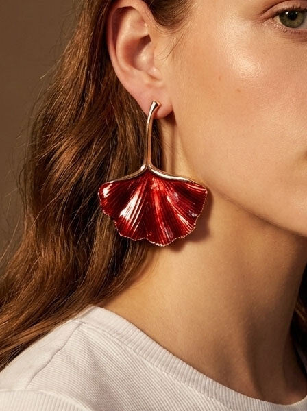D Bijoux Ginkgo leaf earrings Red TU