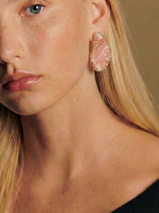D Bijoux Colorful marbled pattern earrings Orange TU