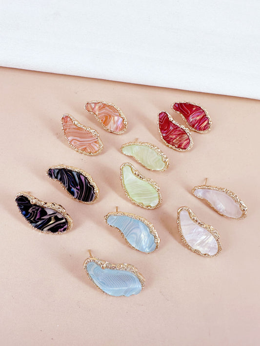 D Bijoux Colorful marbled pattern earrings Red TU