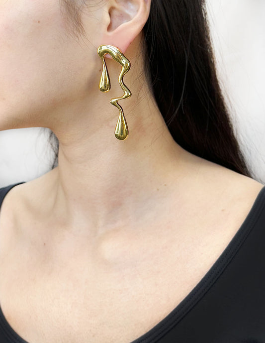 D Bijoux Metal hanging earrings with pearls Golden TU