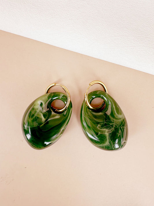 D Bijoux Resin earrings Dark Green TU