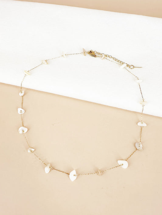 D Bijoux Mother-of-pearl chain necklace White TU