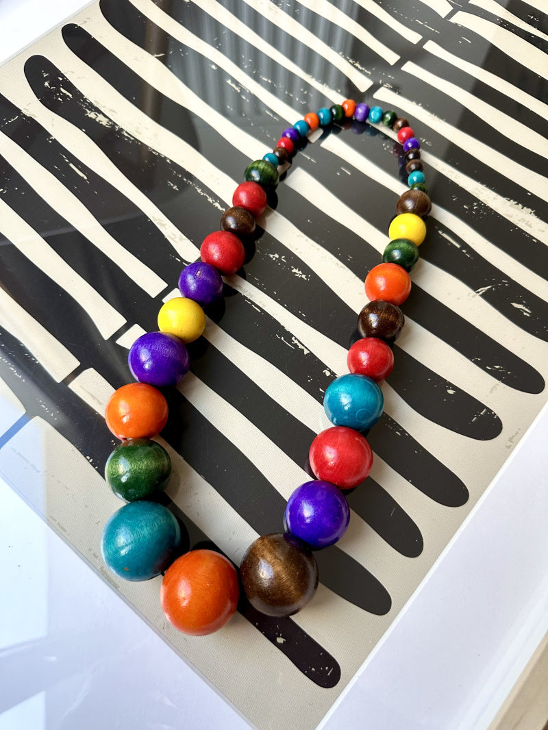 D Bijoux Natural wood necklace and ethnic style cord Multicolor TU