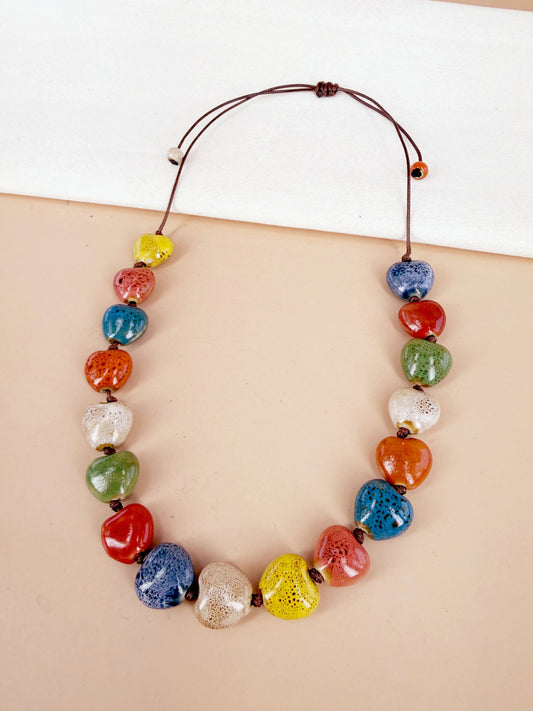 D Bijoux Heart porcelain ceramic bead necklace Multicolor TU