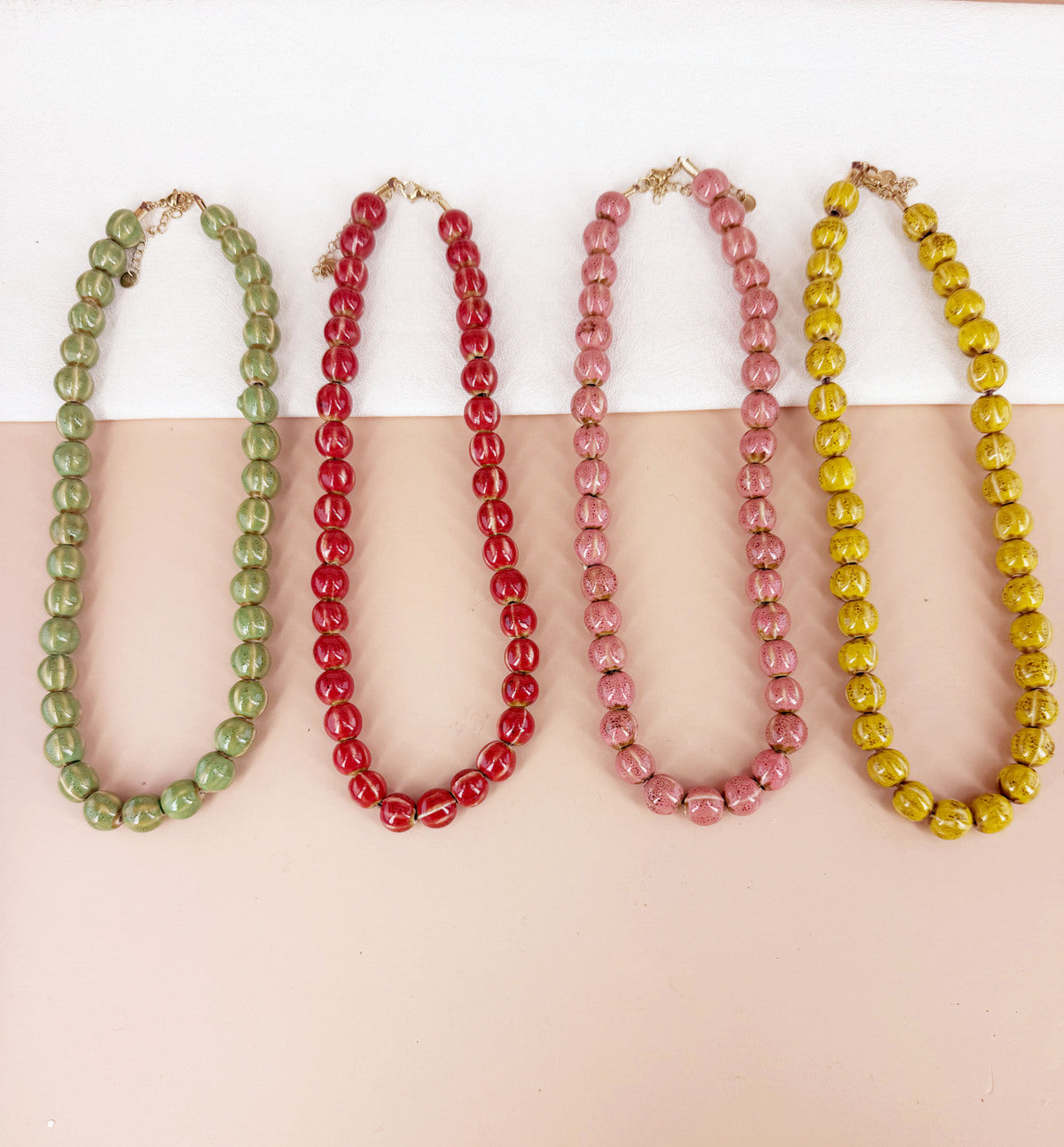 D Bijoux Porcelain Ceramic Bead Necklace Yellow TU