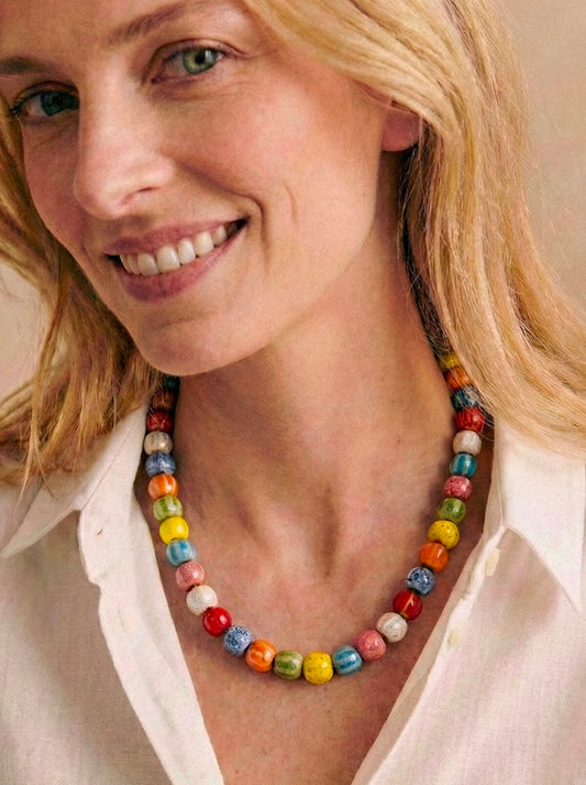 D Bijoux Porcelain Ceramic Bead Necklace Multicolor TU