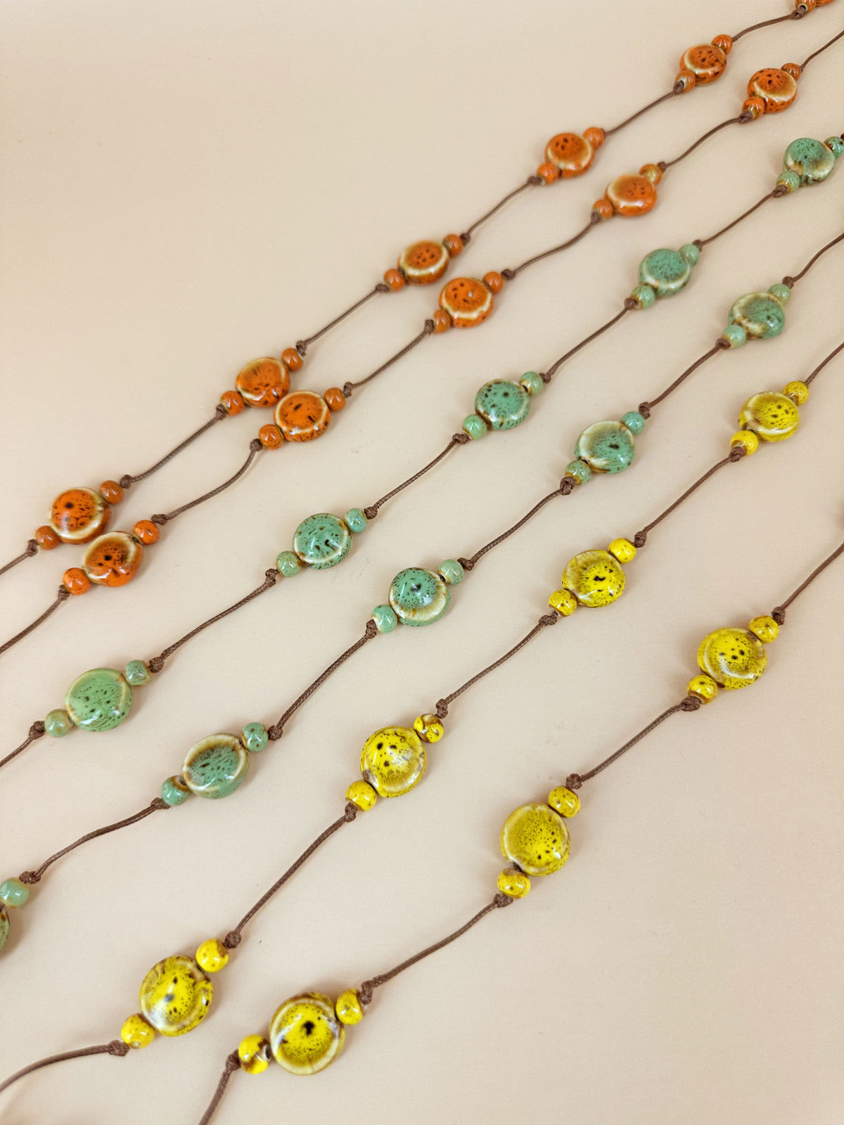 D Bijoux Enamel ceramic pearls necklace Green TU