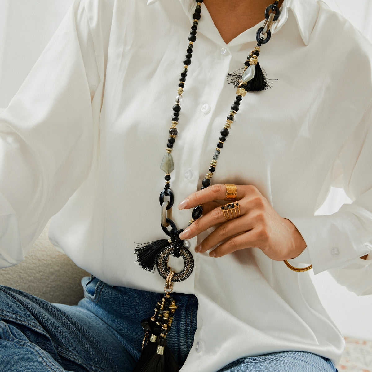 Lovelika Collier sautoir résine - Claire Black TU