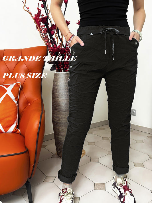 Zafa Magic viscose pants, with button Black TU