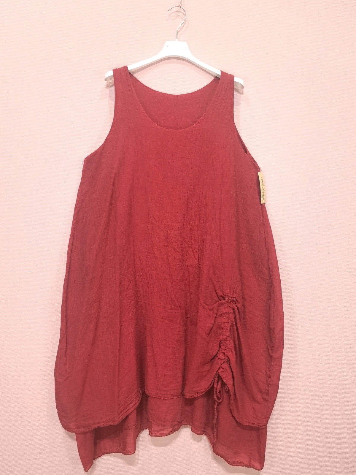 New Sunshine Loose dress with side gathers Dark Red TU