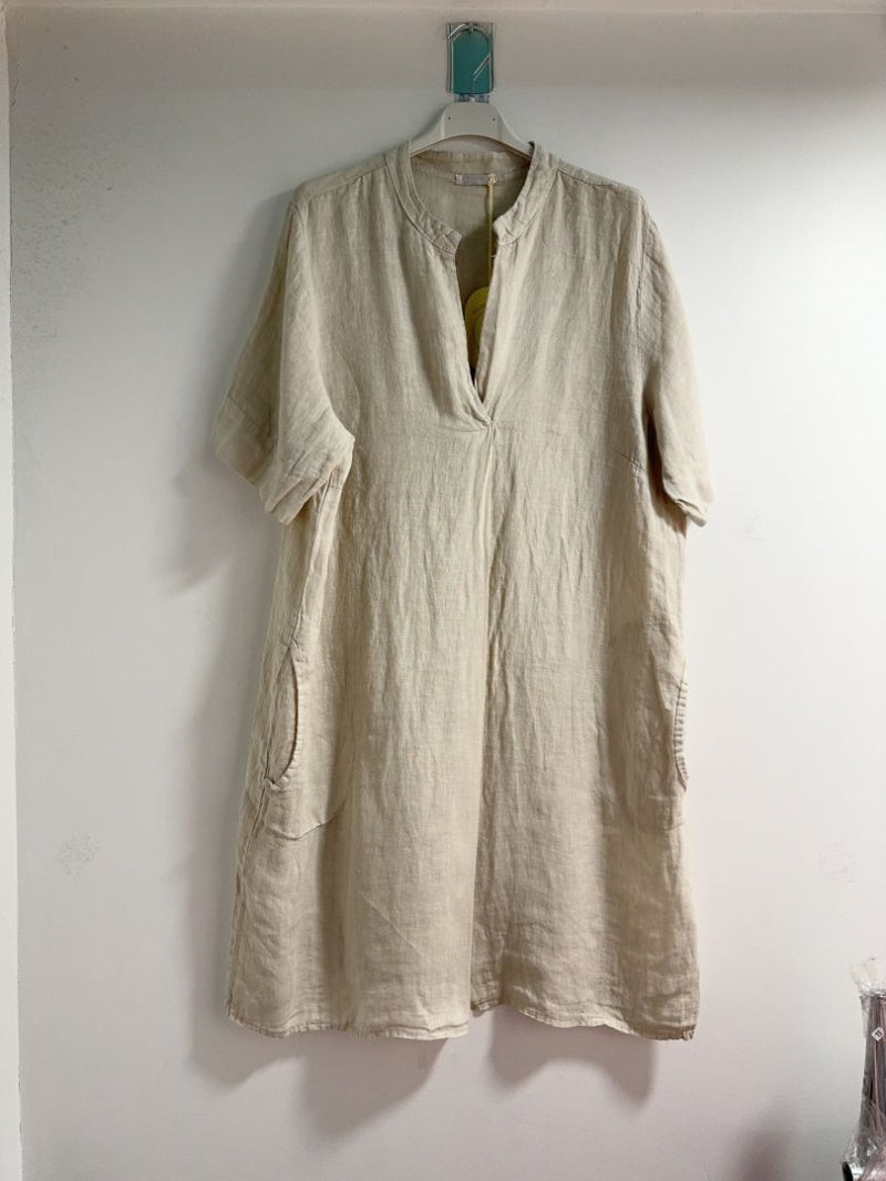 Happy Look Short linen dress Beige TU