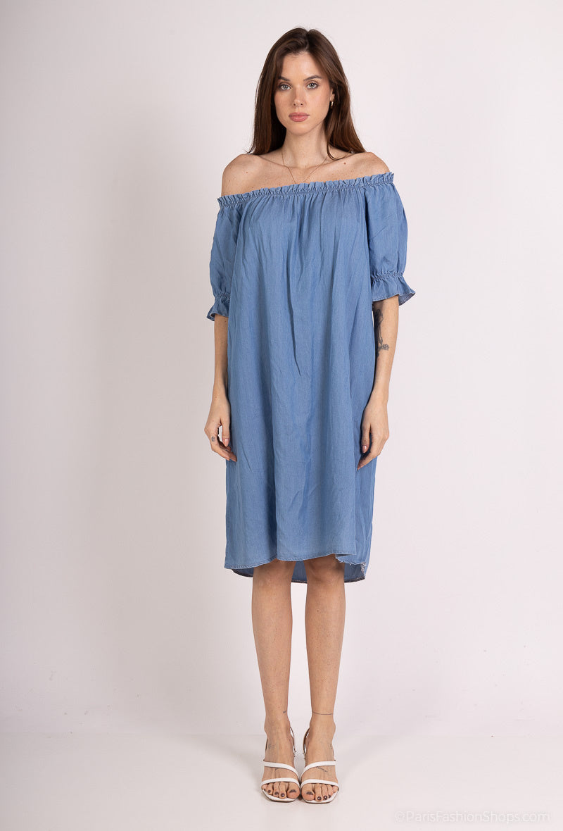 PATRONNE SHORT DENIM DRESS Sky Blue TU