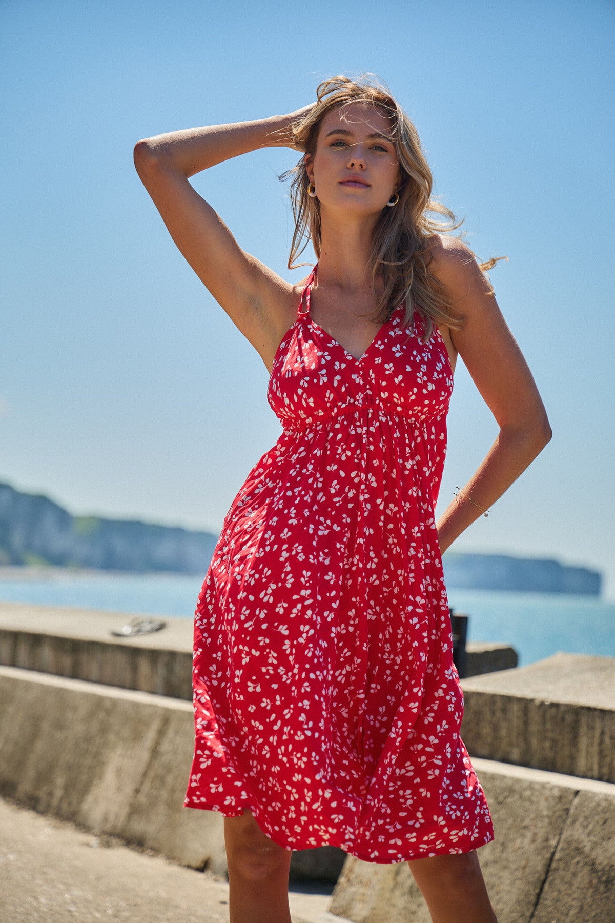 Rosa Fashion Floral Print Flared Dress</h4> Red S/M