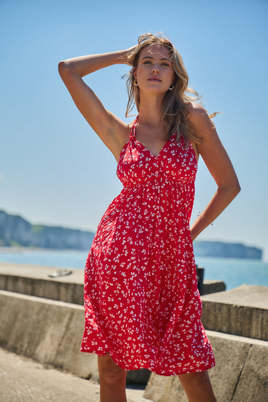 Rosa Fashion Floral Print Flared Dress</h4> Red S/M