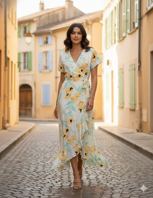 Rosa Fashion Long dress with short sleeves Green XL