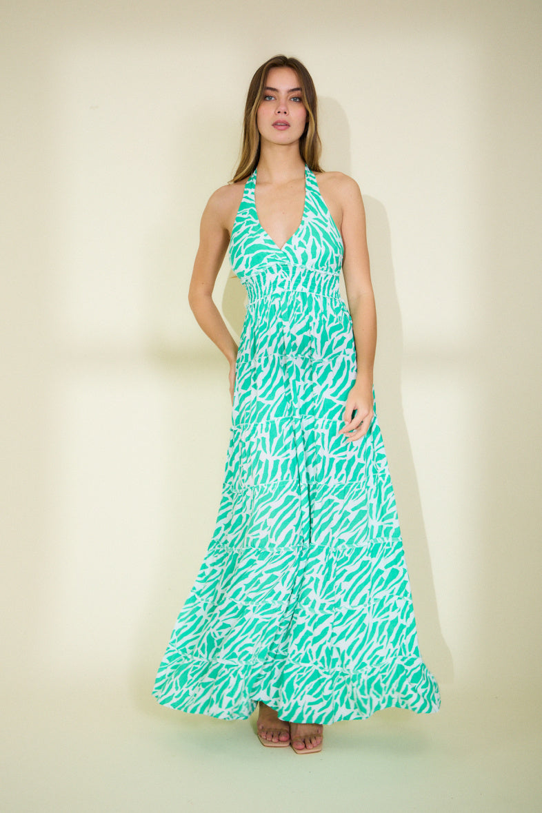 Rosa Fashion Printed maxi dress Green S/M