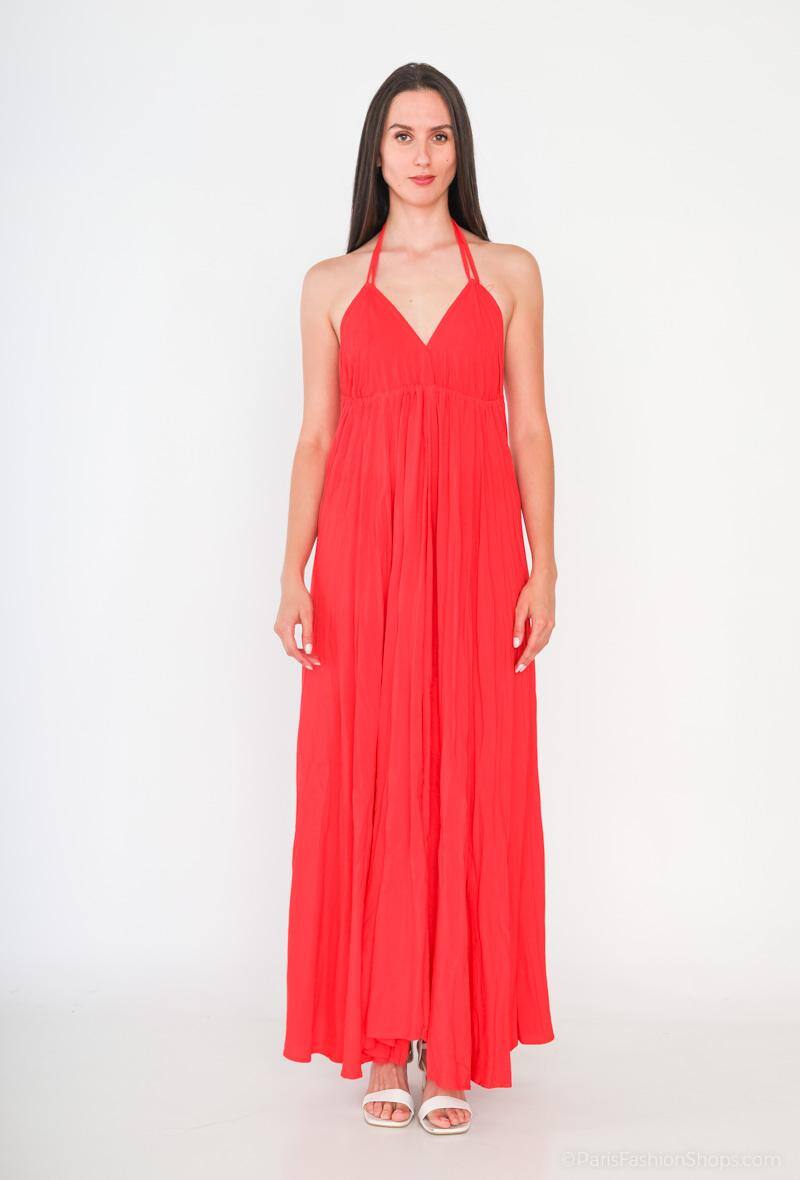 Rosa Fashion Plain long dress Red S/M