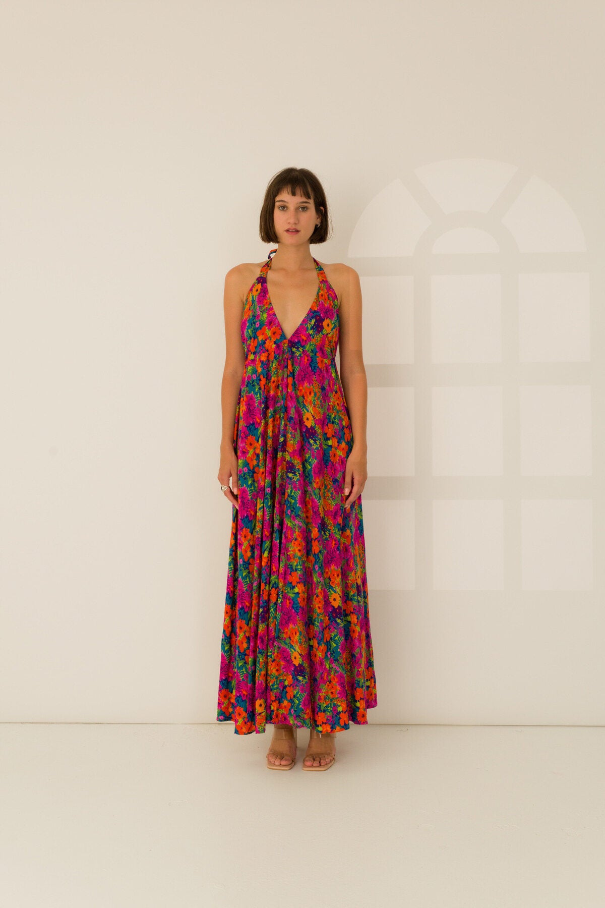 Rosa Fashion Maxi dress with V-neck Orange S/M