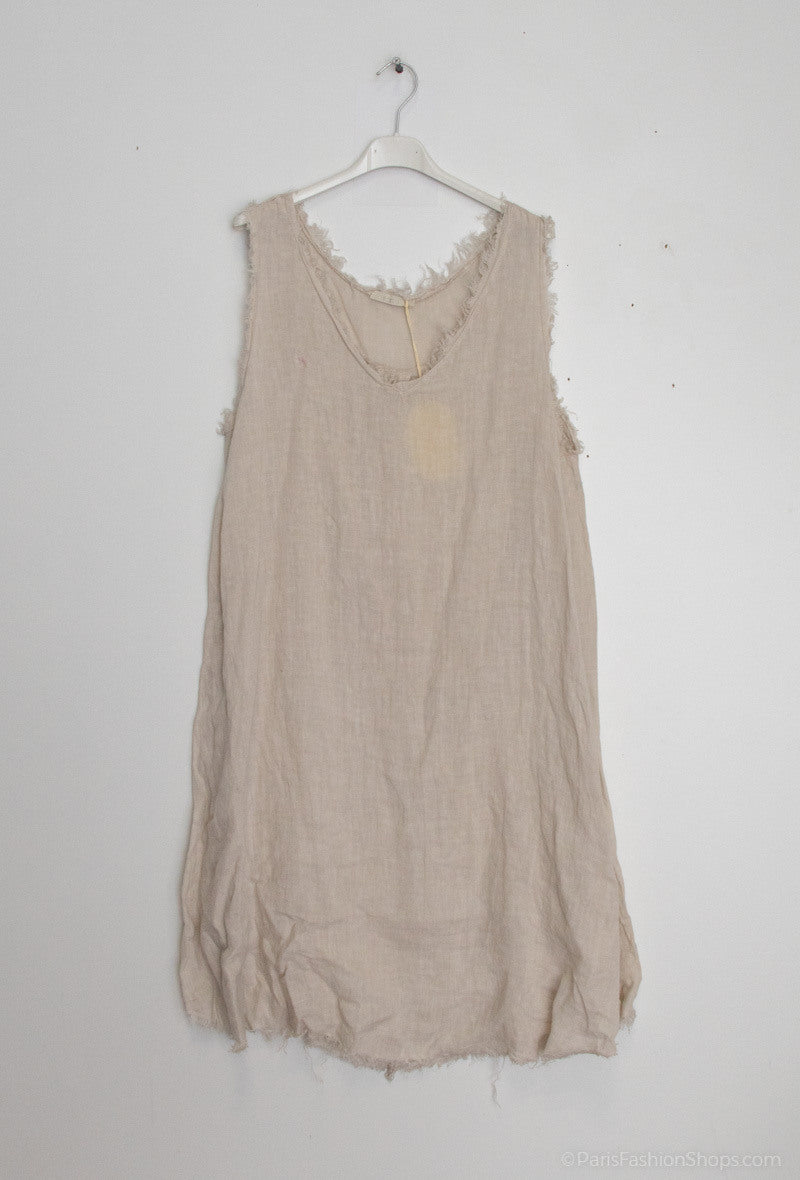 Happy Look Destroyed sleeveless midi dress Beige TU
