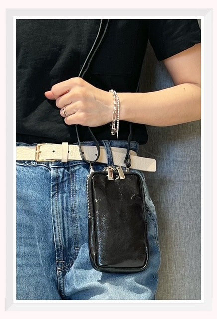 Z & Z Iride leather portalbe bag Black TU