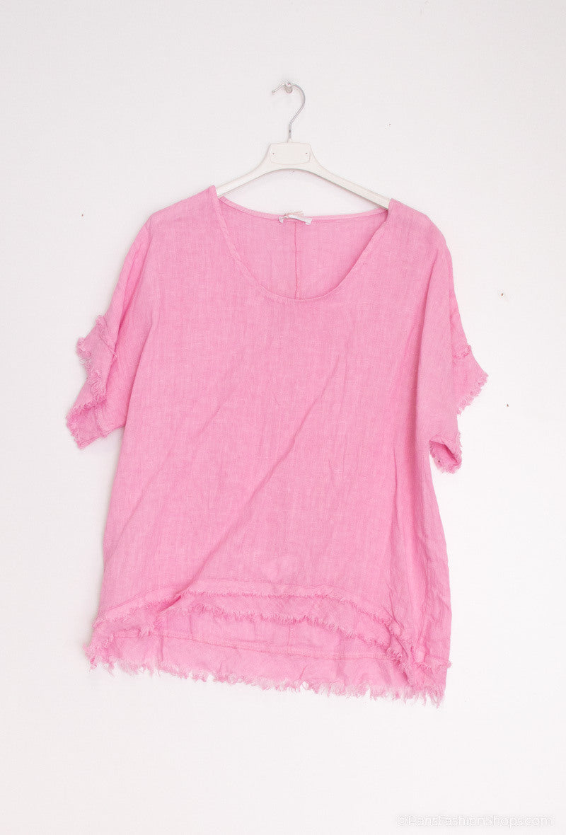 Happy Look Destroyed linen top Pink TU