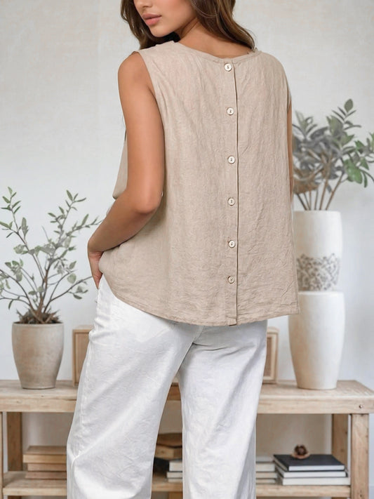 Zafa Flowy viscose top with a fully buttoned back Beige TU